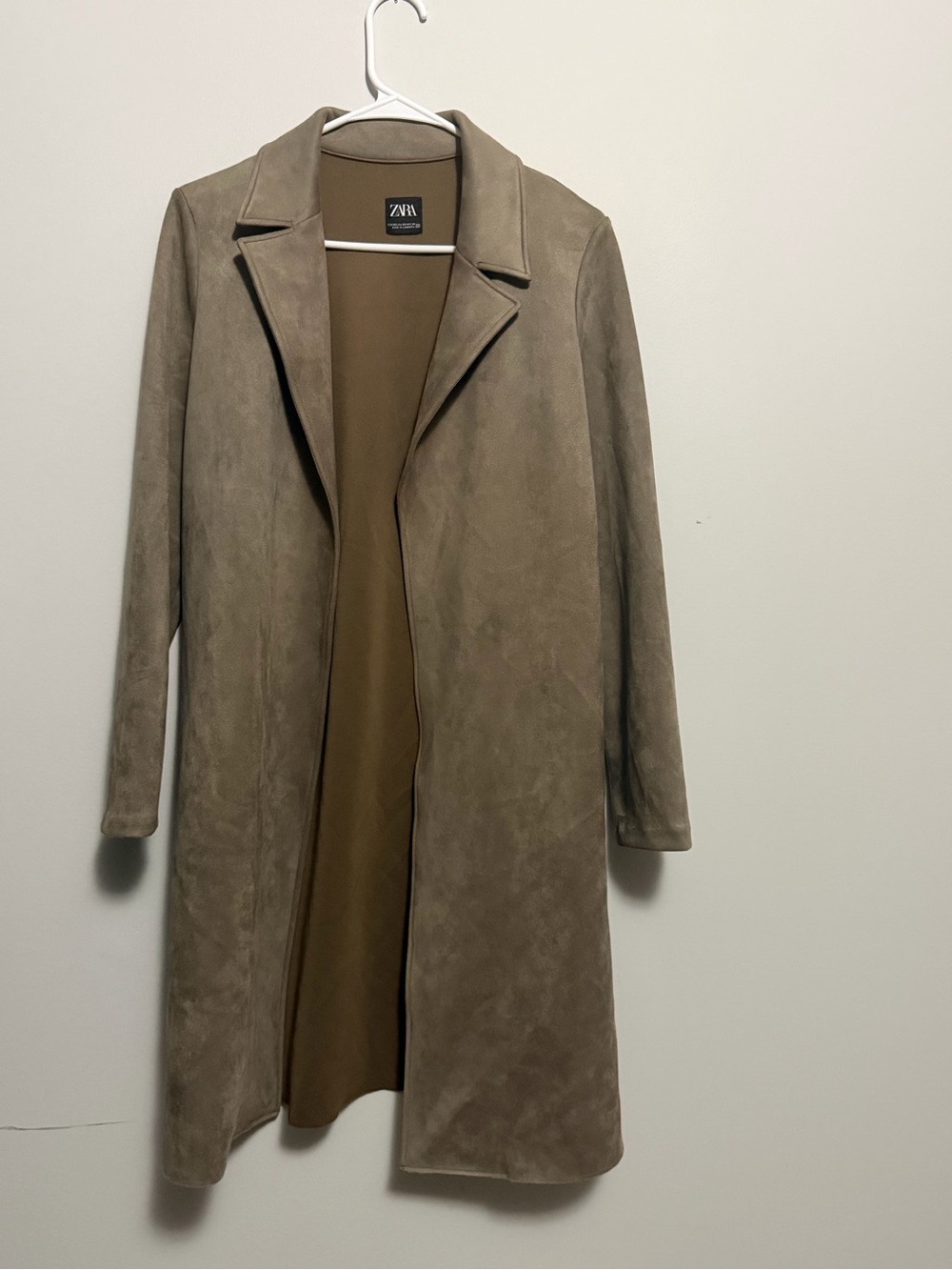 Zara Overcoat Womens Small Brown Velvet Open Front size xs